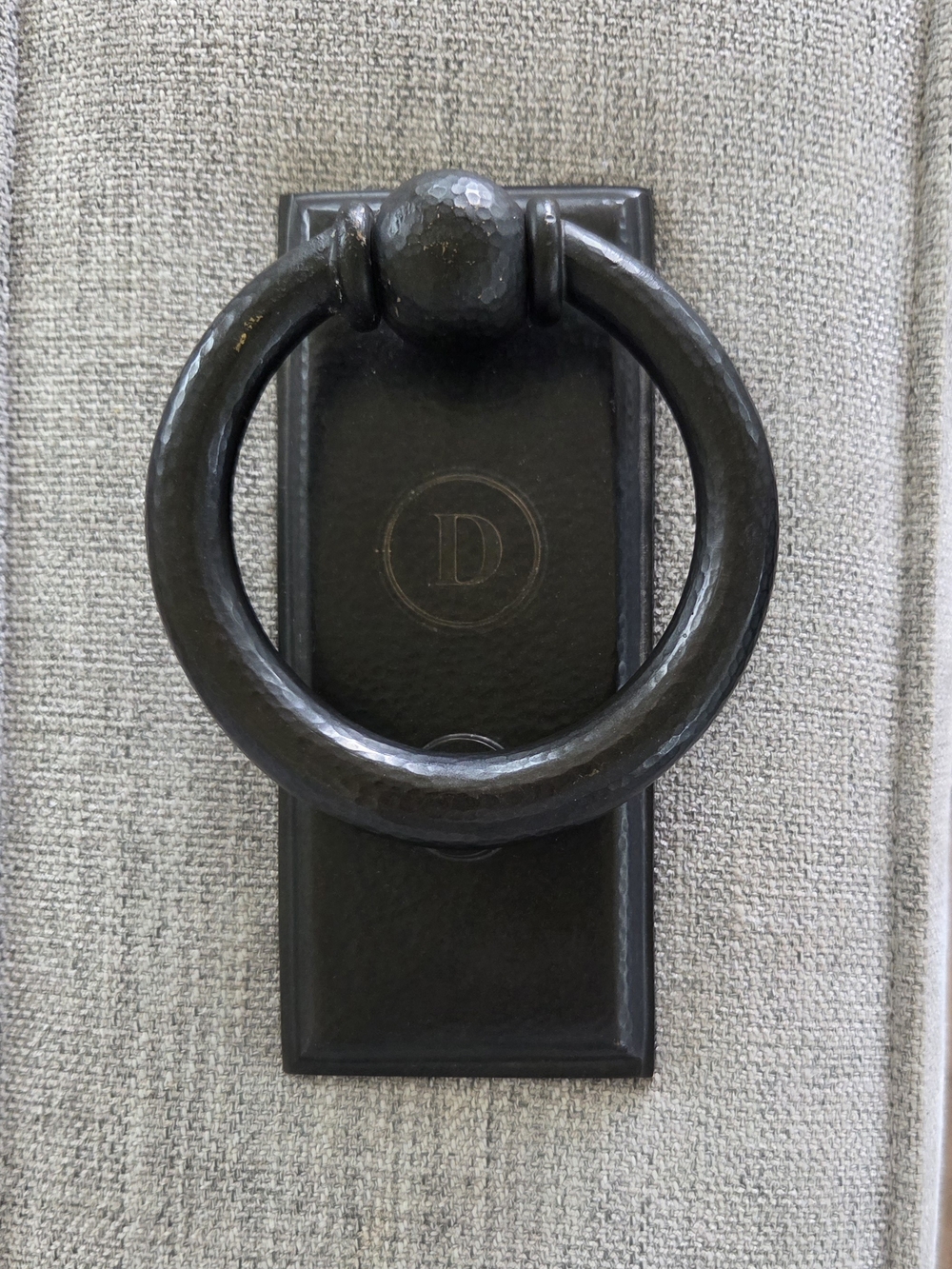 Pottery Barn Black Hammered Ring Pull Door Knocker With D Monogram